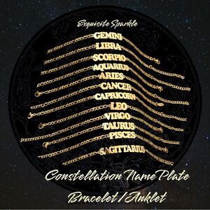 ⭐️10k Gold Constellation Nameplate Bracelet / Anklet Figaro Style Chain